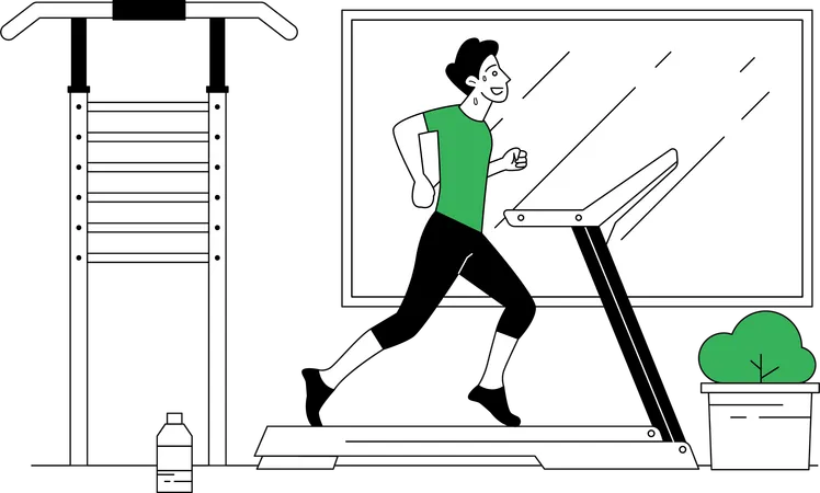 Man Exercising On Treadmill  일러스트레이션