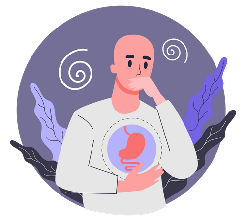 Man feeling nausea due to chemotherapy  Illustration