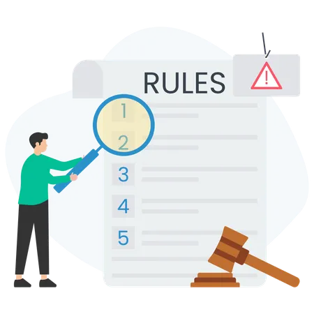 Man find Business Rules  Illustration