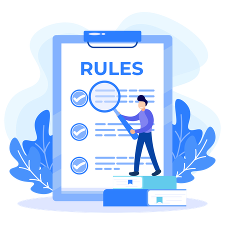 Man Finding Rules List  Illustration