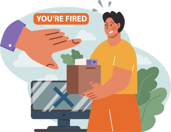 Man fired from job  Illustration