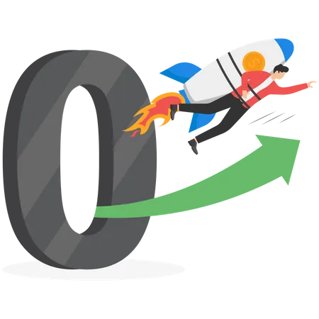 Man flying with rocket and doing startup  Illustration