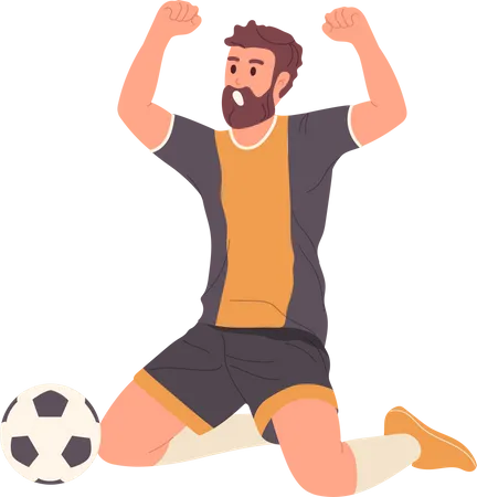 Man football player sitting on floor  Illustration