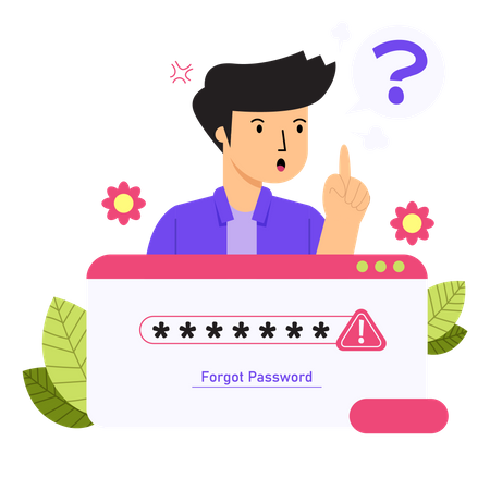 Man Forgot Password Login Page  Illustration