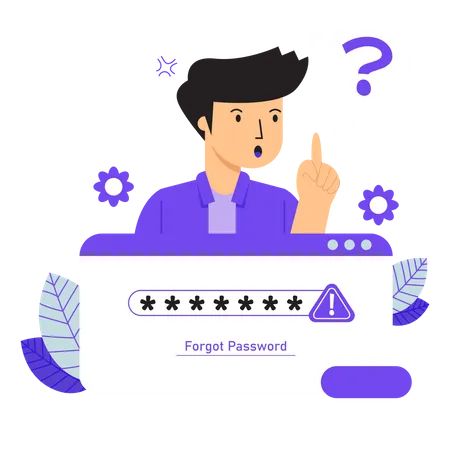 Man Forgot Password Login Page  Illustration