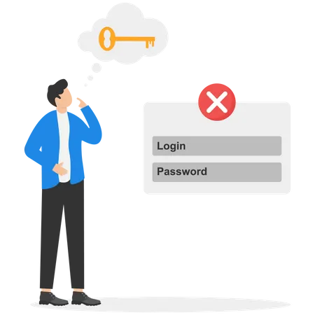 Man forgot user password  Illustration