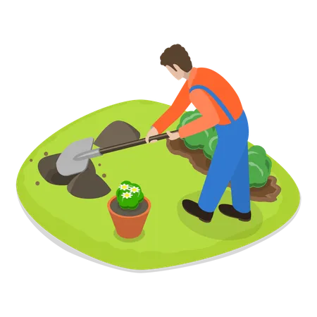 Man gardening  Illustration