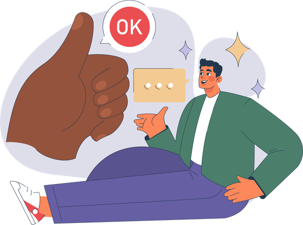 Man giving ok message  イラスト