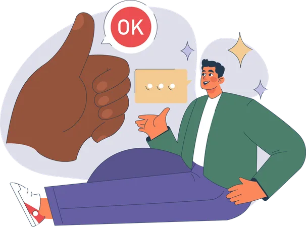 Man giving ok message  イラスト