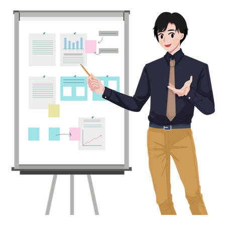 Man giving presentation  Illustration