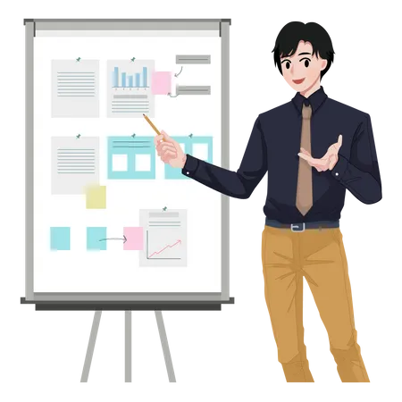 Man giving presentation  Illustration