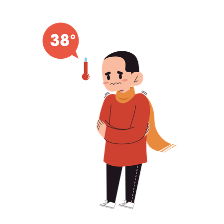 Man got 38 degree fever  Illustration