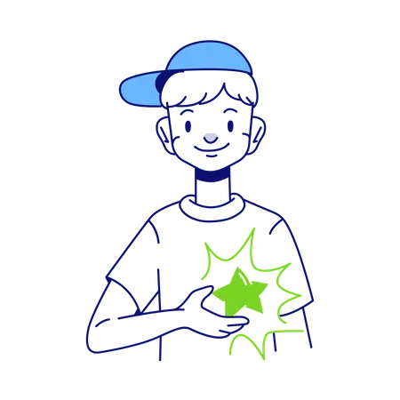 Man got star award  イラスト