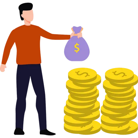 Man has dollar coins  Illustration