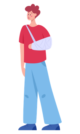 Man having bandage on arm  Illustration