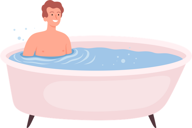 Man having bath  Illustration