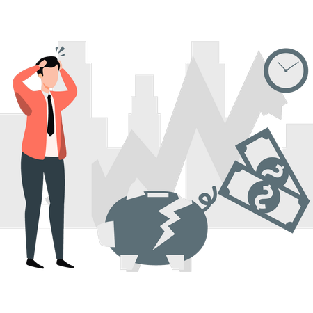 Man having business loss  Illustration