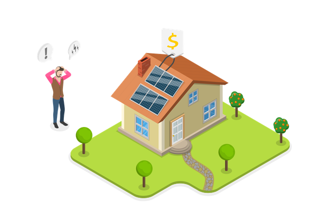 Man having  Expensive Alternative Energy  Illustration