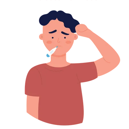 Man having fever  Illustration