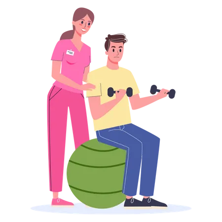 Man having physiotherapy  Illustration