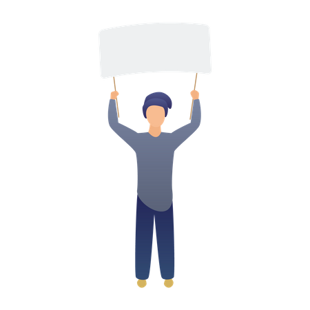 Man Holding Blank Board  Illustration