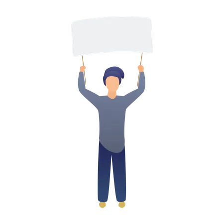 Man Holding Blank Board  Illustration