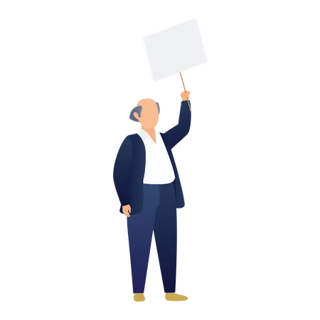 Man Holding Blank Placard  Illustration