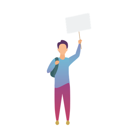 Man Holding Blank Placard  Illustration