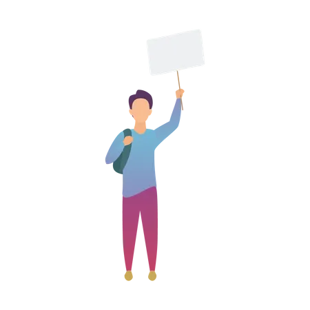 Man Holding Blank Placard  Illustration