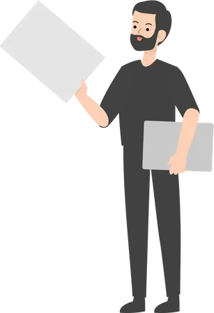 Man Holding Blank Placard  Illustration