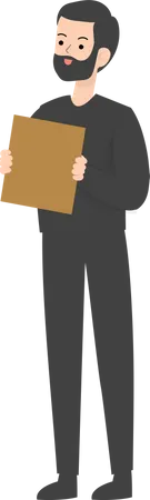 Man Holding Blank Placard  Illustration