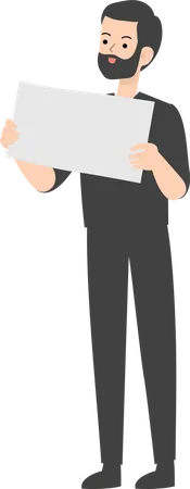 Man Holding Blank Placard  Illustration