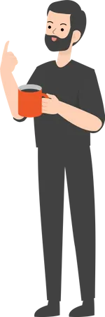 Man Holding Coffee  Illustration