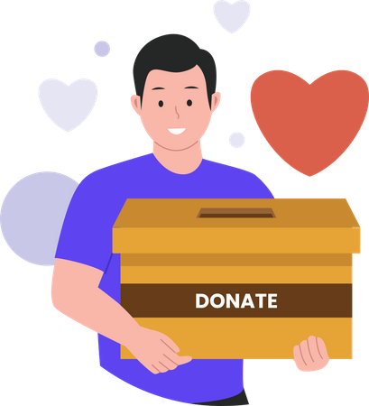 Man holding donation box  Illustration