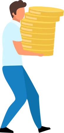 Man holding golden coins  イラスト