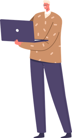 Man Holding Laptop  Illustration