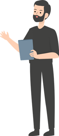 Man Holding Tablet  Illustration