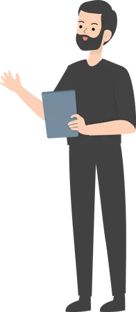 Man Holding Tablet  Illustration