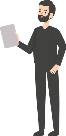 Man Holding Tablet  Illustration