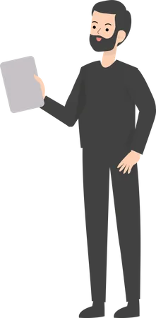 Man Holding Tablet  Illustration