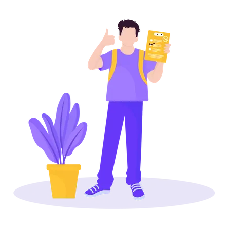 Man holding Test certificate  Illustration