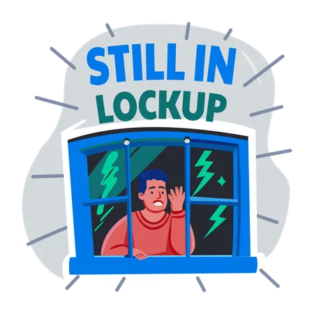 Man in Locked Up  Illustration