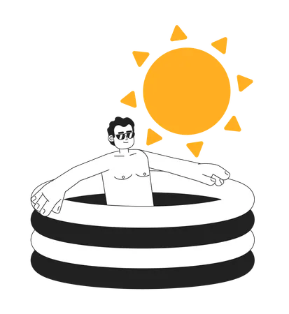 Man in small kiddie pool  Illustration