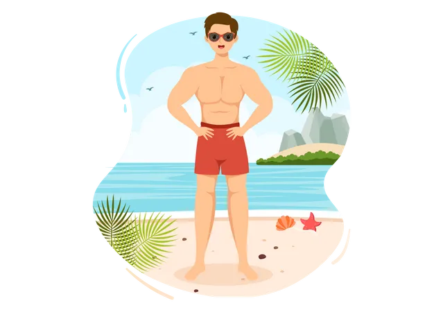 Man in Swimwear  イラスト