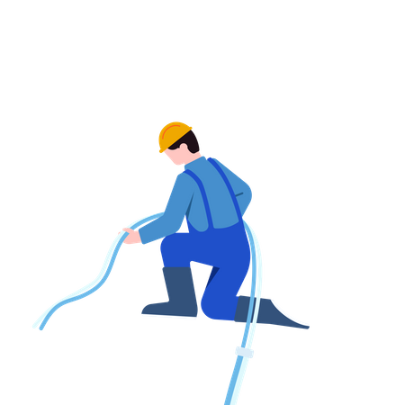 Man installing cable wire  Illustration