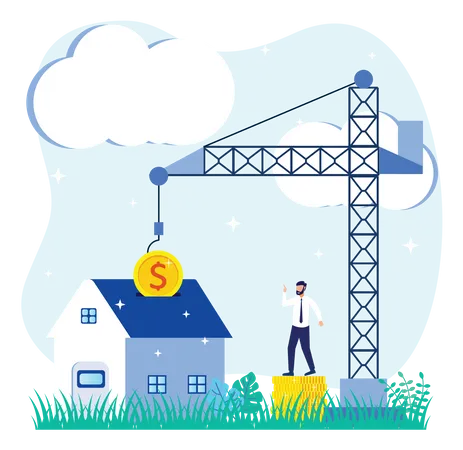 Man investing in real estate business  Illustration