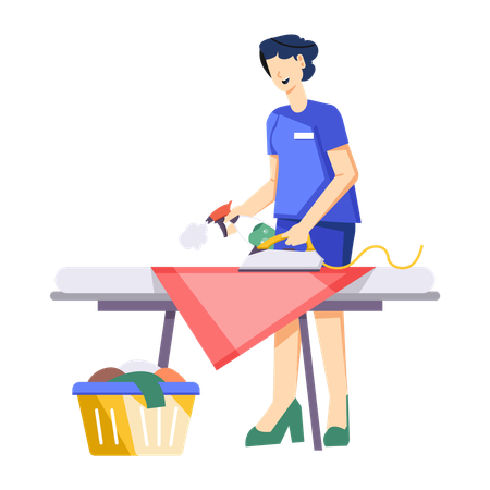 Man Ironing clothes  Illustration