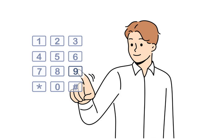 Man is dialing number from keypad  Illustration