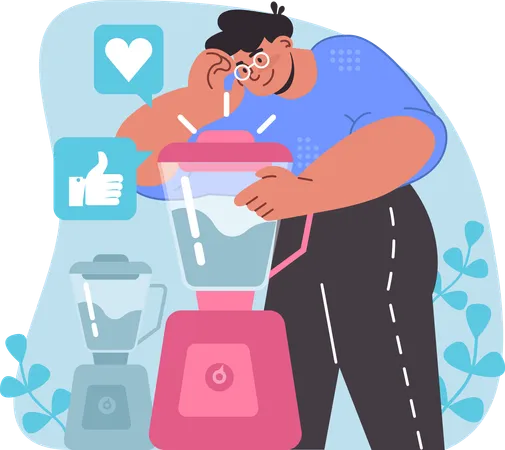 Man is using juice grinder  Illustration