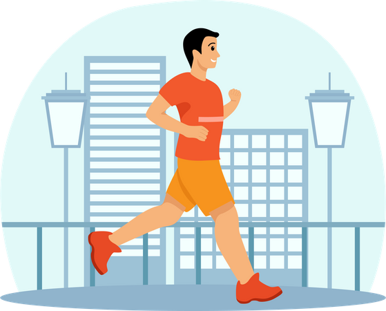 Man Jogging On Road  Illustration